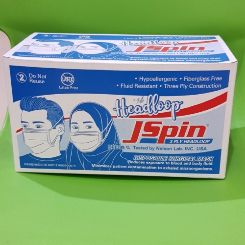 JSpin HEADLOOP disposable surgical mask 3 ply / masker medis JSpin HIJAB