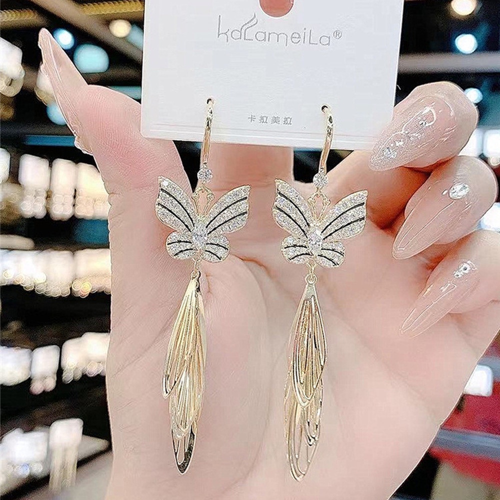 Anting Gantung Panjang Model Pita Rumbai Mewah Gaya Jepang / Korea Untuk Wanita