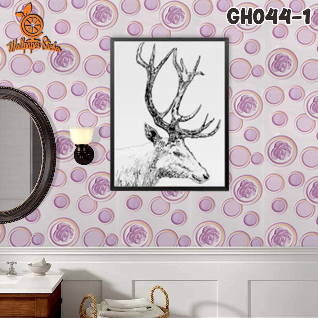 Wallpaper Stiker 45CMX10M Stiker Dinding 3D Wallpaper Dinding Polos Motif Shabby Bunga Elegant Wallstiker Dinding Premium-GH044-1