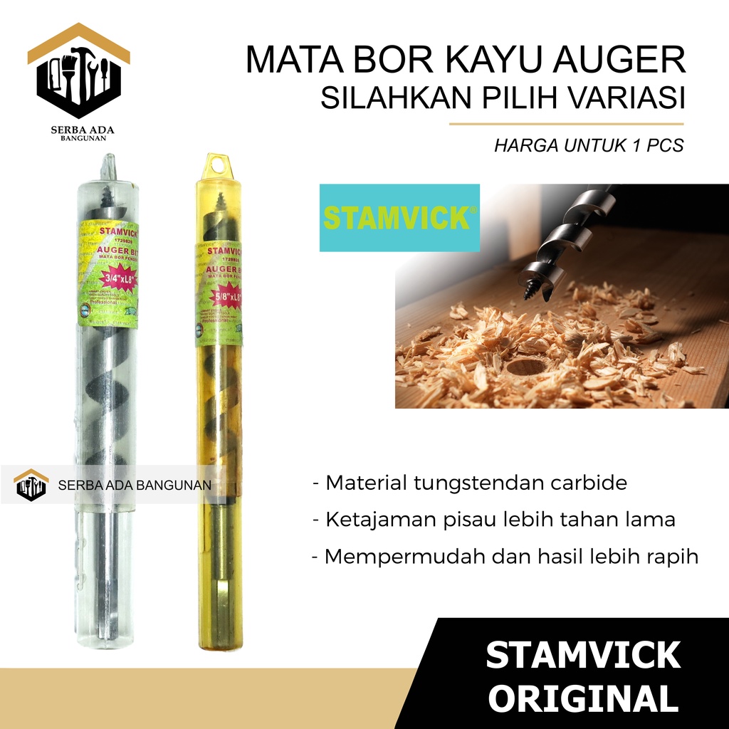 MATA BOR PENDEK AUGER BIT STAMVICK 3/4&quot; x L8 dan 5/8 BAGUS BERKUALITAS