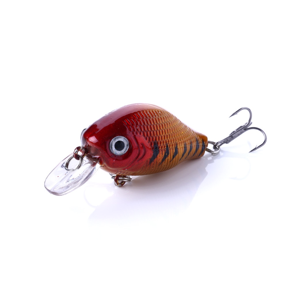 Hengjia 1pc Umpan Pancing Hardlure Tiruan Bentuk Ikan 5.5CM 8G Dengan Kail Treble 8# Umpan Pancing Crankbait Dengan Kail Treble