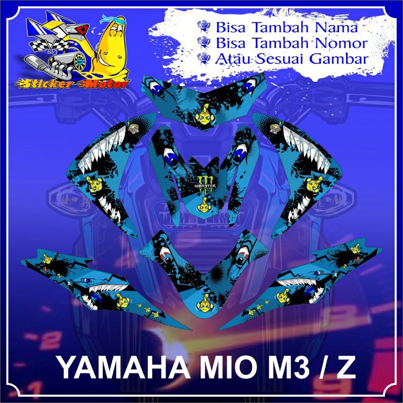 DECAL STICKER YAMAHA MIO M3/Z SHARK BIRU