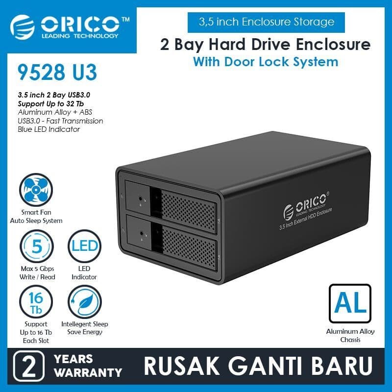 ORICO 9528U3 2 bay 3.5&quot; HDD Enclosure