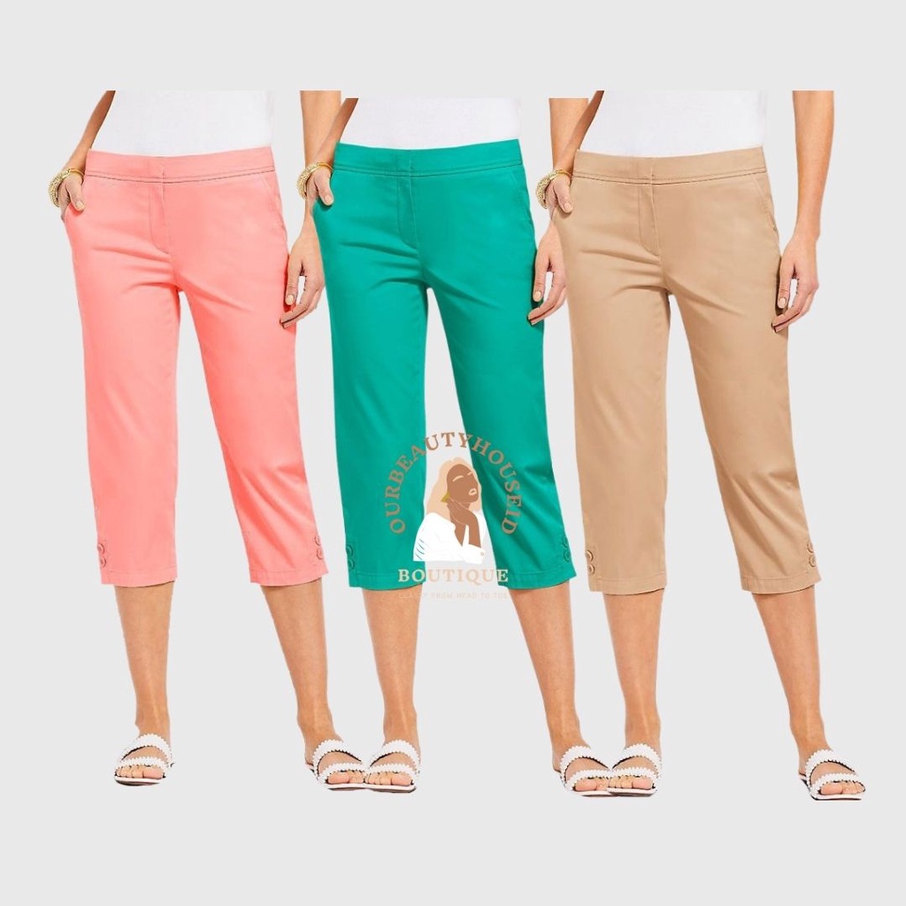 TALBOT Celana Crop Buttonankle Pedal Pusher Cropped Stripe Tosca Jeans