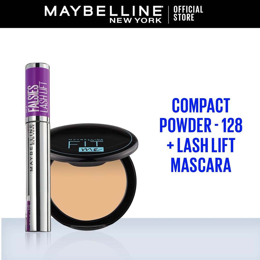 MAYBELLINE The Falsies Lash Lift  + Maybelline Fit Me 12-Hour Oil Control Powder Make Up 128