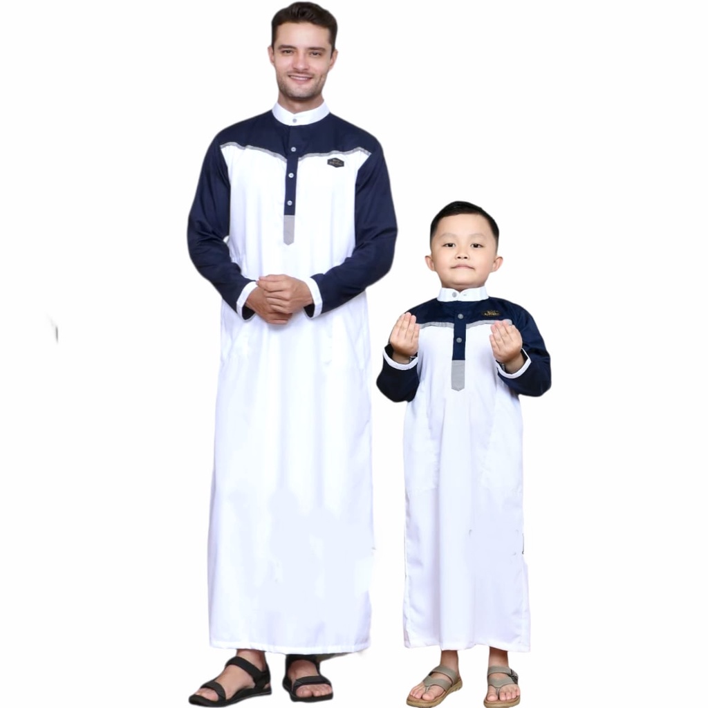 jubah couple ayah dan anak - koko couple ayah dan anak - baju muslim couple - free peci dan tasih