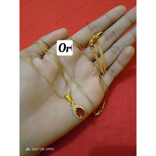 kalung titanium liontin &amp; anting awet