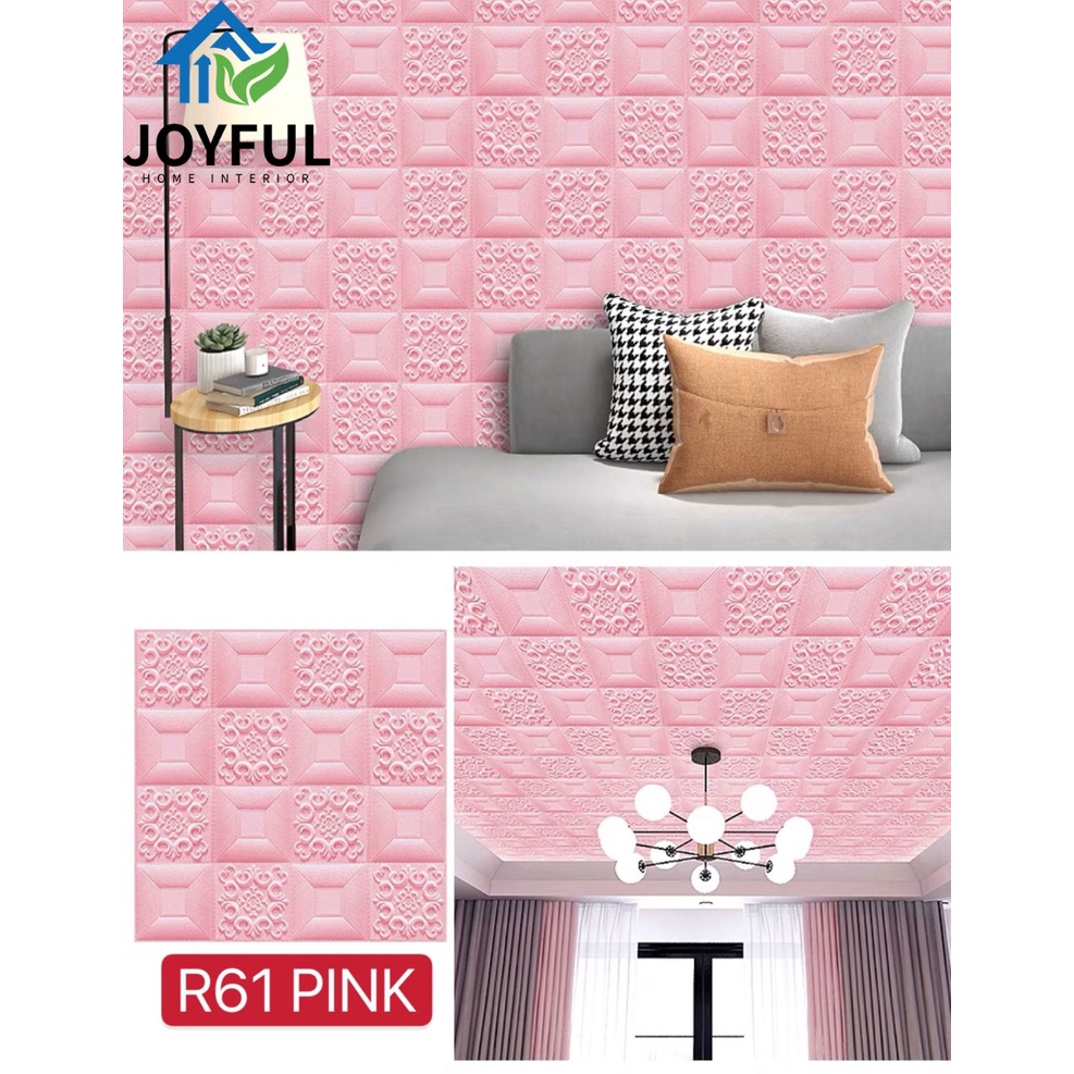 (TERMURAH!!) Wallpaper Dinding 3D FOAM, Ukuran 70X38.5CM • High Quality-R61 (PINK)70X35CM