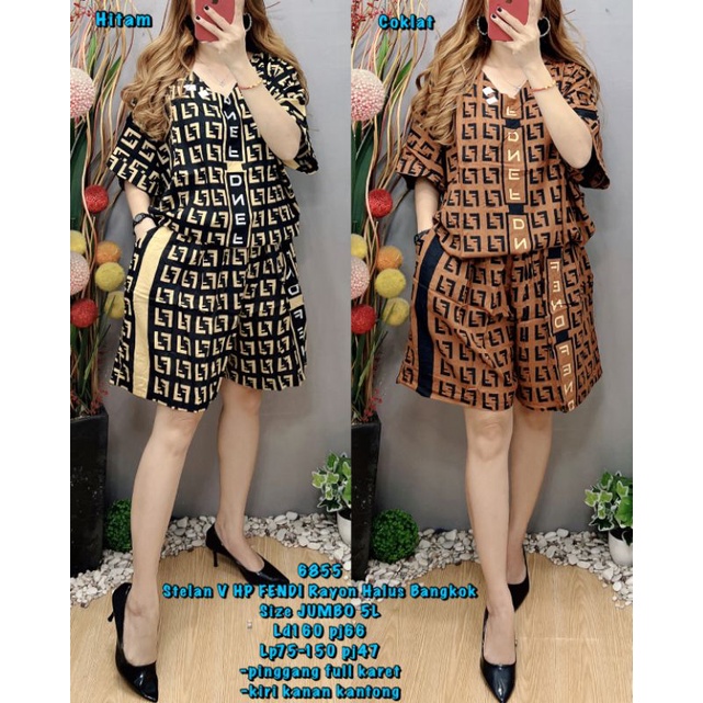 Hk 6855 Stelan V HP FENDI Rayon Halus Bangkok Size JUMBO 5L