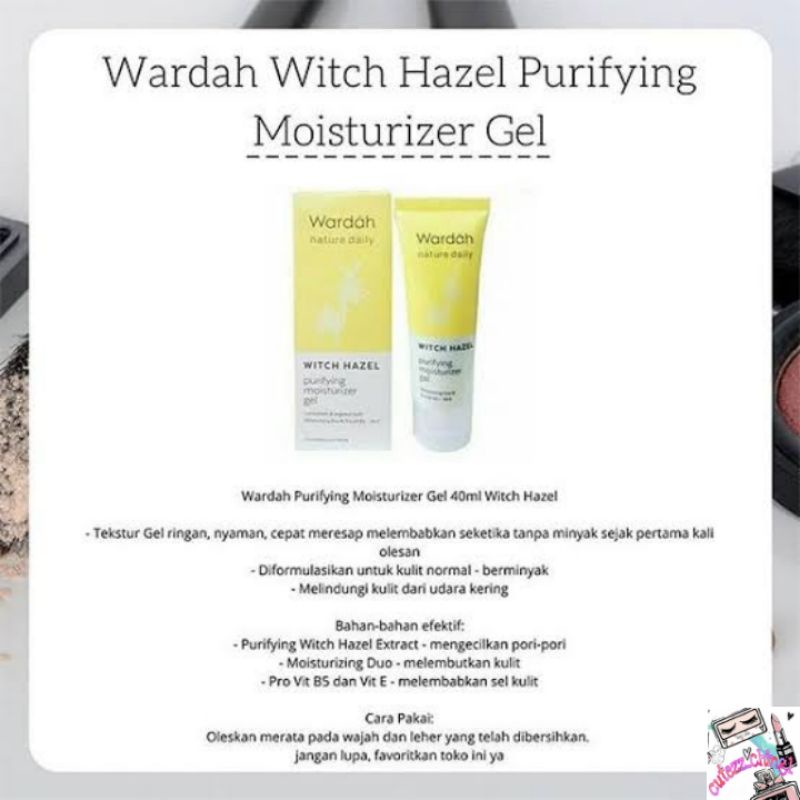 ☃Cutezz_Ching1☃Wardah Nature Daily Witch Hazel Purifying Moisturizer Gel 40ml (Kemasan Baru)