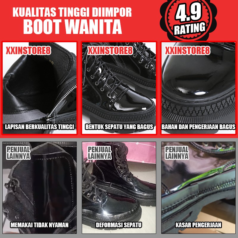 Sepatu Boots Martin Model British dengan Resleting Samping untuk Wanita 36-40 PU material upper