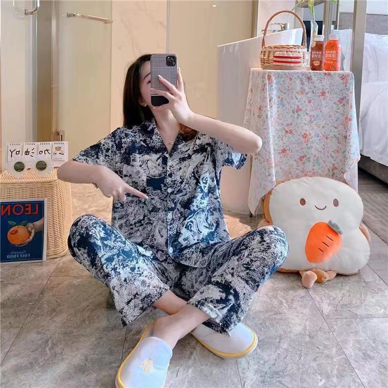 Baju tidur wanita / Piyama Cp baju tidur wanita krah pendek import kotak freesize-Cp.k GLADASI HITAM