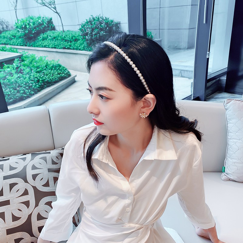 Big pearl headband headband sweet wild retro super fairy pressure hair thin hairpin female outing accessories