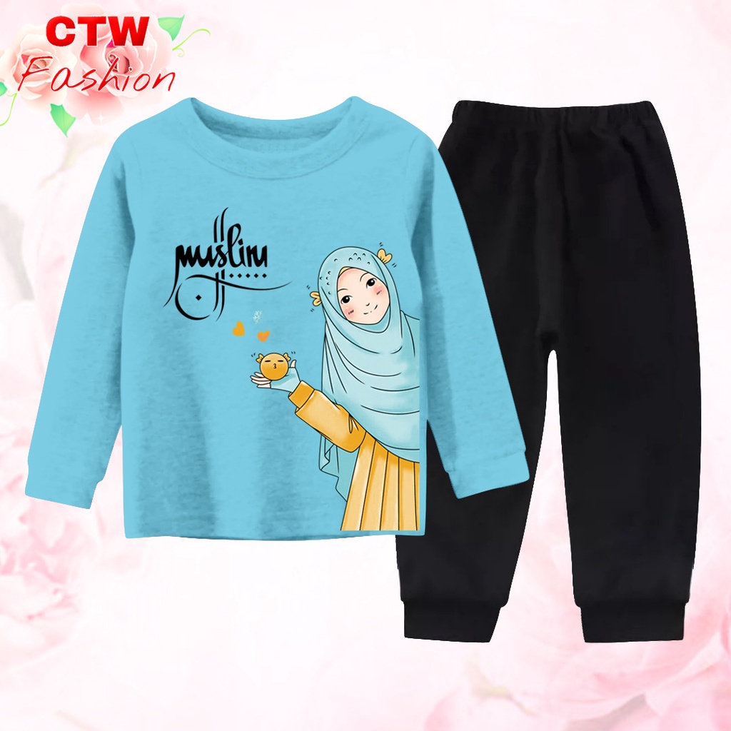 Setelan Sweater HIJAB MUSLIM ANAK-ANAK/ 1Set Sweater Anak/Size S (4-6Thn) M (7-9Thn) L(10-13thn)