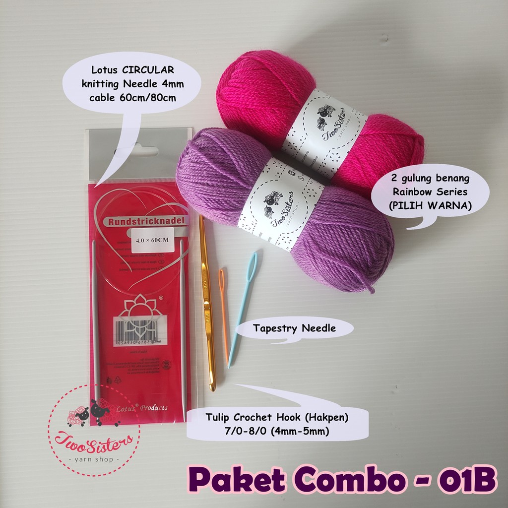 Paket Rajut Pemula/ Merajut Pemula/ Perajut Pemula – Combo Crochet & Knitting 01B