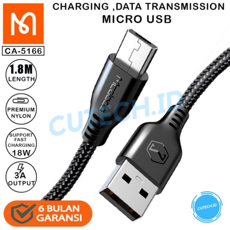 MCDODO KABEL DATA MICRO USB FAST CHARGING NYLOD BRAIDED QC 4.0