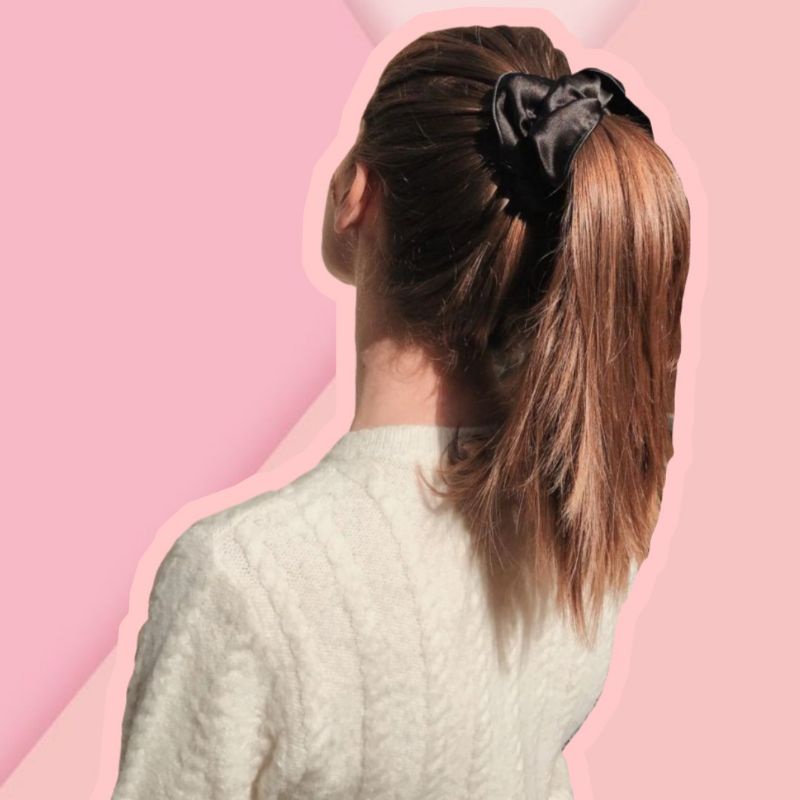Scrunchie Satin Silk Hitam |Cepol Rambut| Cepol rambut satin silk| Ikat rambut