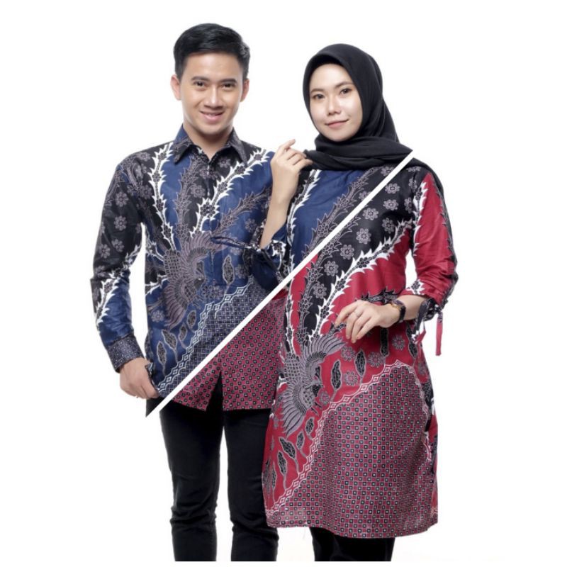 [COD] BATIK COUPLE MERAK TUNIK DAN HEM LENGAN PANJANG
