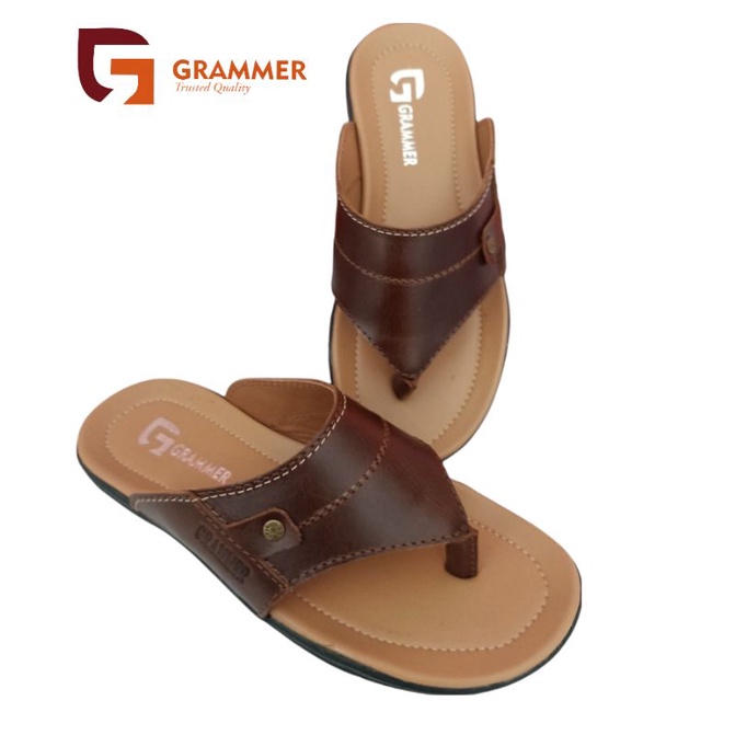 Sandal Casual Pria Kulit Asli Sandal Jepit Kulit premium Grammer