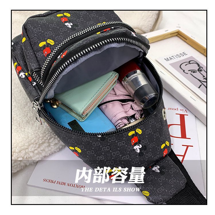 Tas Selempang Wanita Tas Import Waist Bag Wanita Sling Bag Wanita Karakter PU Leather Azgalery T205