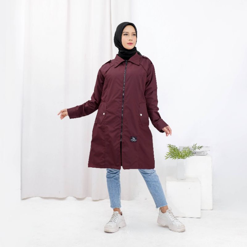 ANAPHA jaket coach wanita muslimah jaket coat panjang jaket parka coach wanita