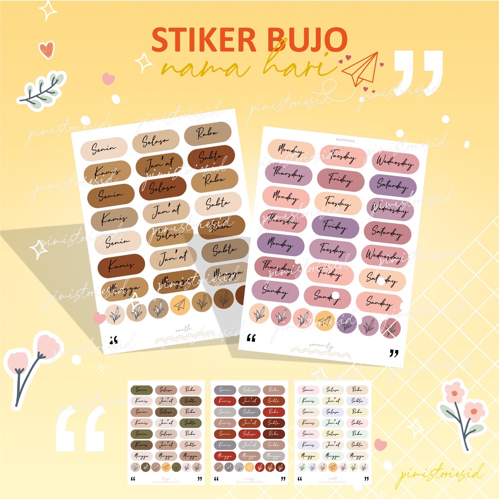 

STIKER BUKU JURNAL ⚫ BUJO ⚫ NAMA HARI ⚫ PLANNER ⚫ AESTHETIC ⚫ WEEKLY