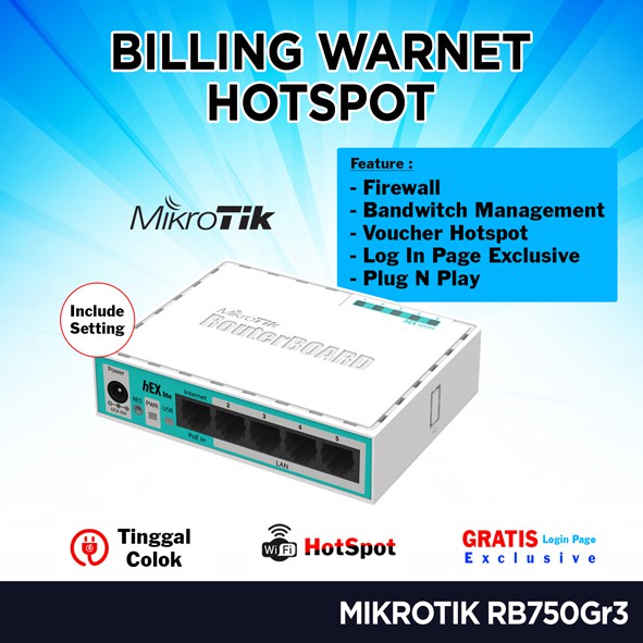 Billing Warnet Hotspot Rt Rw Net Mikrotik RB750r2 untuk usaha RT RW NET atau WARNET