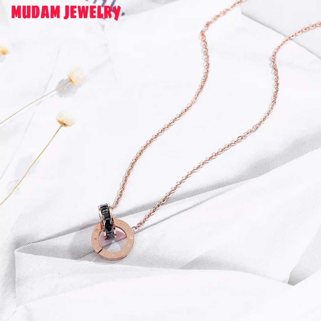 Kalung B&lt;lgri Titanium Two Rings Kristal