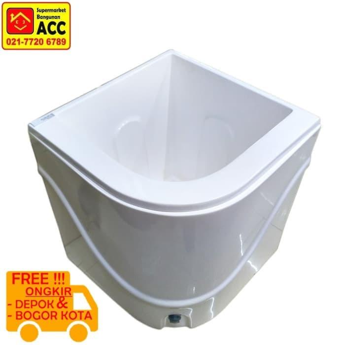 Ledeng | Bak Air Marble 55/ Bak Sudut Kamar Mandi Ivory & Putih