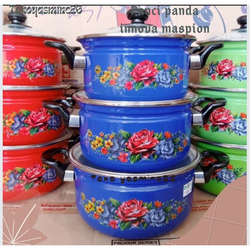 Maspion Panci Panda Innova Set 6 pcs/Panci Set Enamel Maspion Tutup Kaca