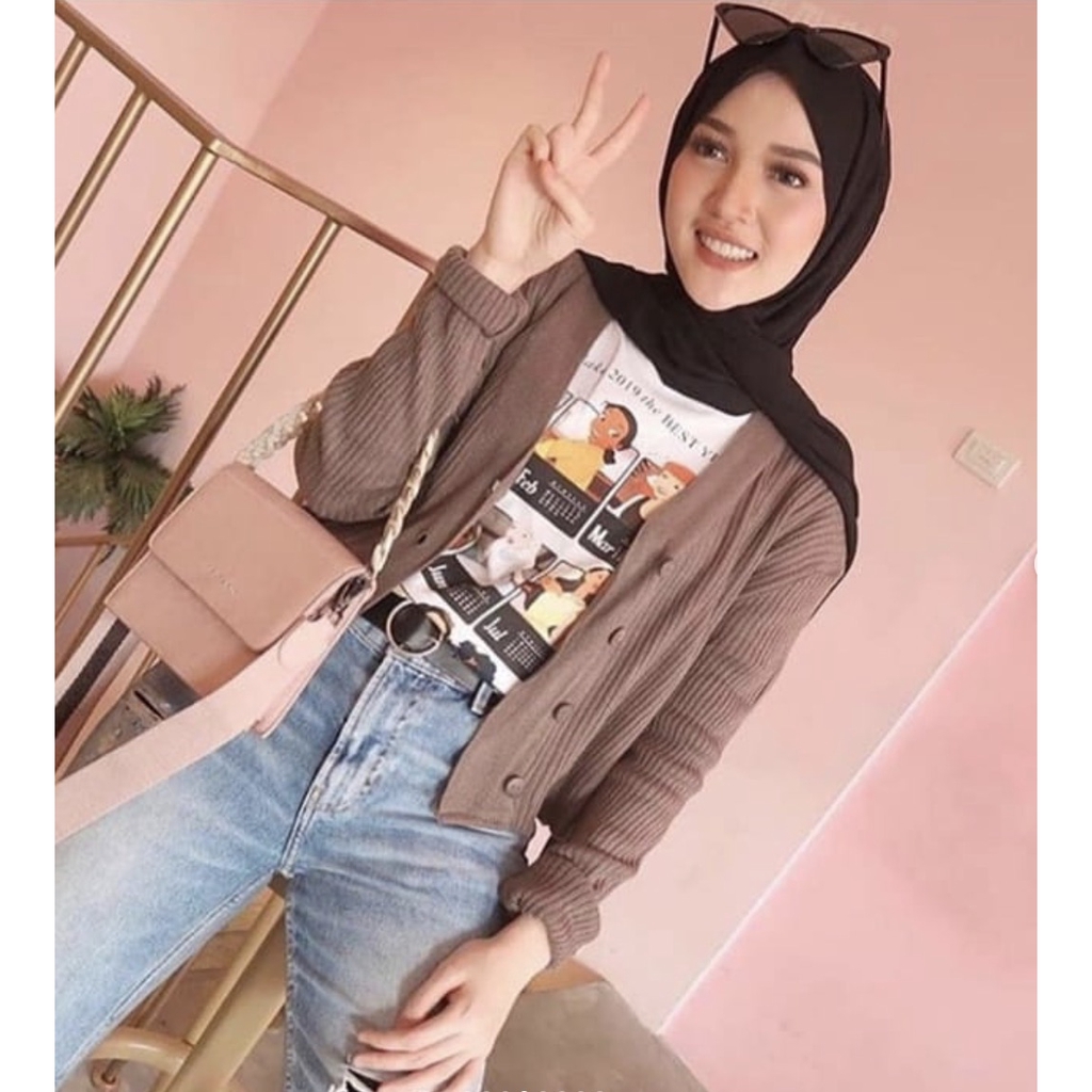Cardigan Crop Strada Button Cardigan Willy Cardy || Cardigan Rajut || Crop Cardy