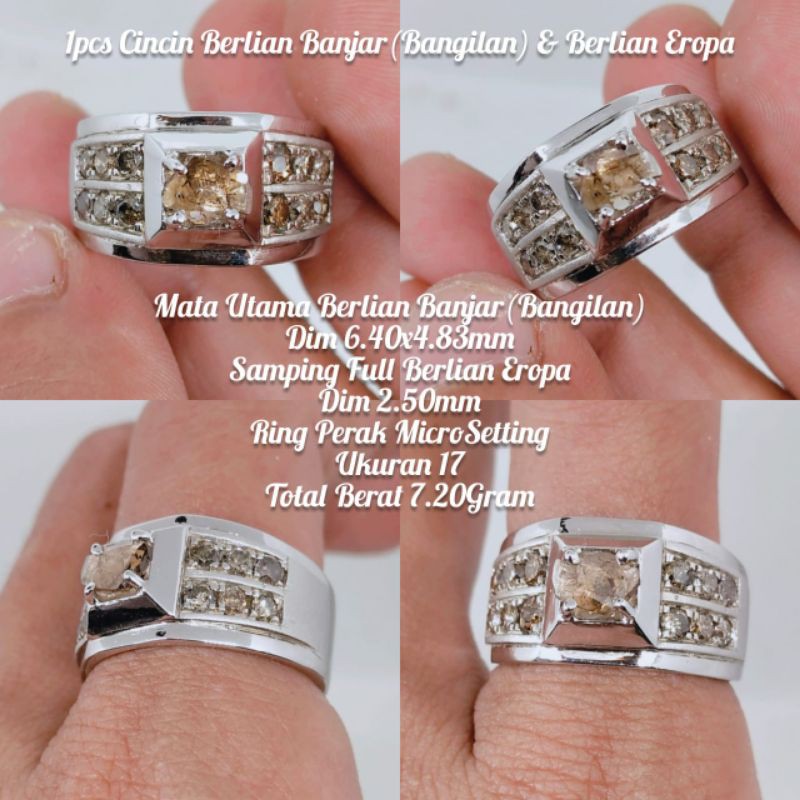 cincin berlian banjar dan eropa asli diamond natural bkn akik pancawarna bacan bahan wulung katilayu