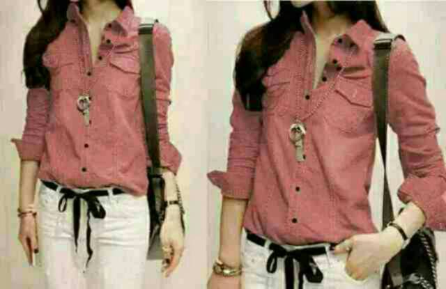 Kemeja wanita / Atasan Kemeja Wanita Kekinian / Lollie / Kemeja Wanita Polos Lengan Panjang-6