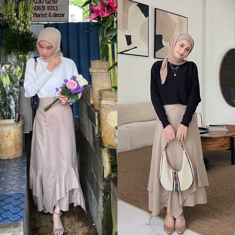 BEFAST - ZRX OOTD Rok MONA / HANNA SKIRT / Rok Maxy Wanita / Pakaian Wanita Casual / Rok Kondangan/Pesta / Rok Polos Formal / Fashion Wanita Hijab / Rok Keluaran Terbaru