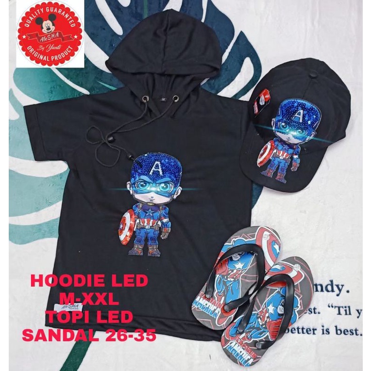 Kaos hodie anak LED lampu menyala untuk usia 2-10 tahun/paket hemat