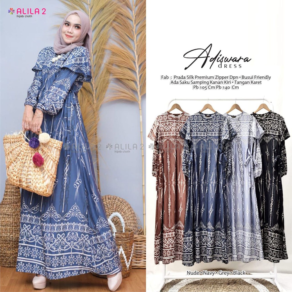 OK - NEW PRODUCT ADISWARA DRESS MOTIF CANTIK BY ALILA | GAMIS DRESS TERBARU | GAMIS DRESS MURAH
