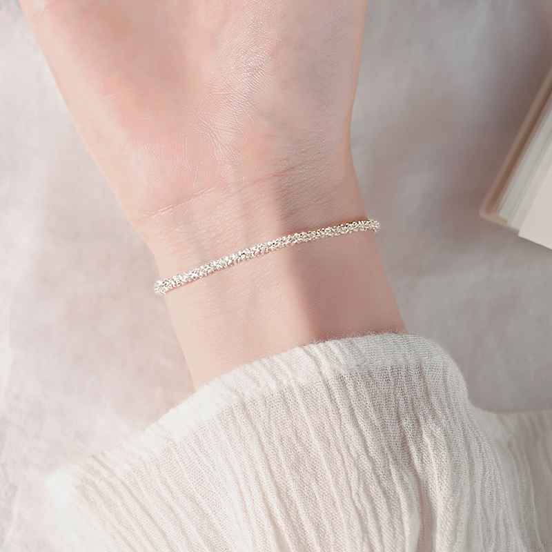 Gelang perak pendek Korea New Simple Gypsophila Bracelet Personality Silver Chain Woman Jewelry Gift