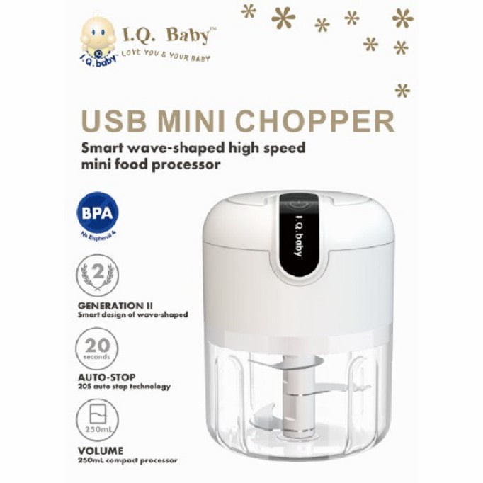 I.Q. Baby Blender Mini Portable Food Processor MPASI USB Chopper Bumbu Makanan Multifungsi