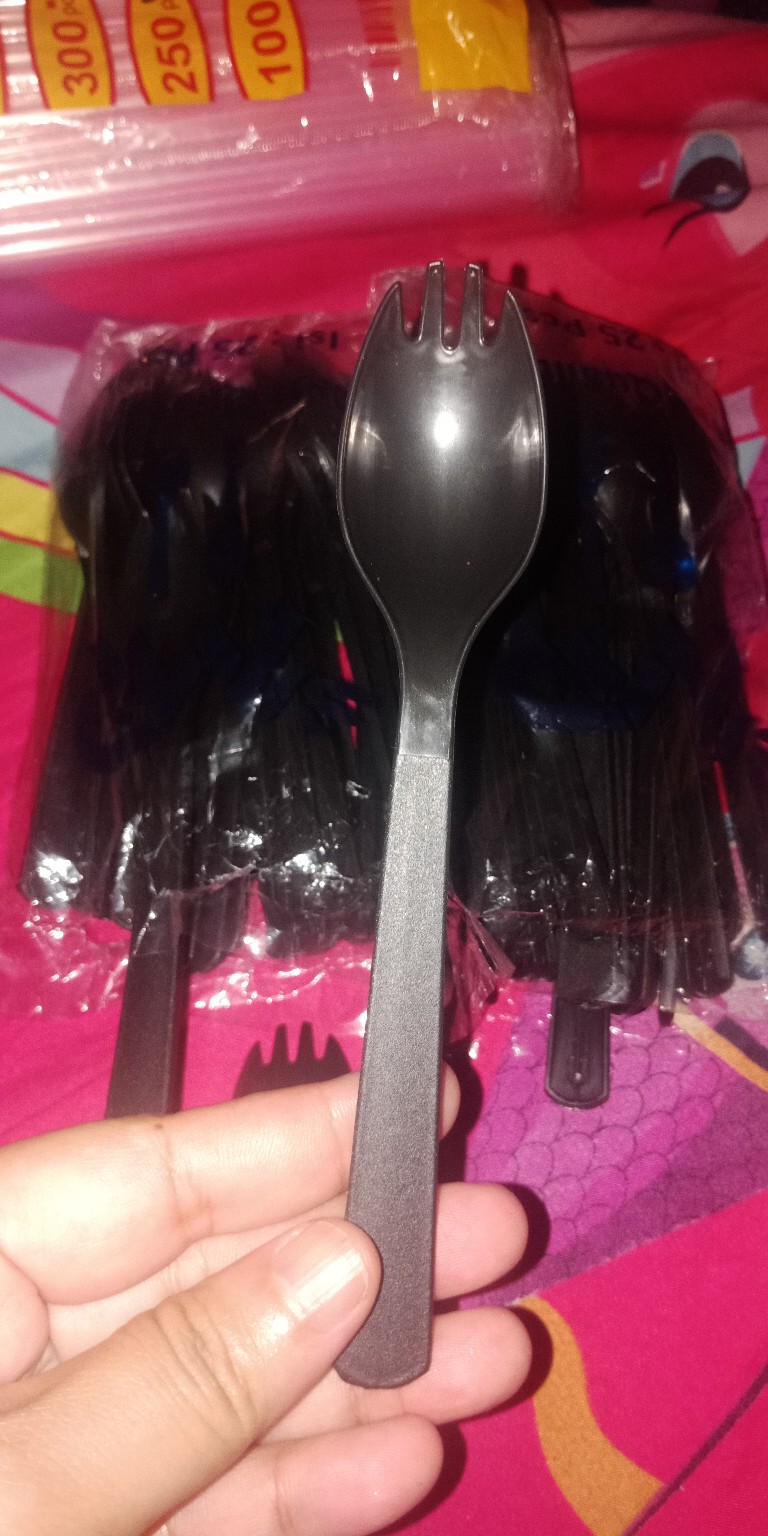 (isi 25pcs) Sendok Garpu 2in1 Hitam/sendok Makan Garpu Makan/sendok Plastik