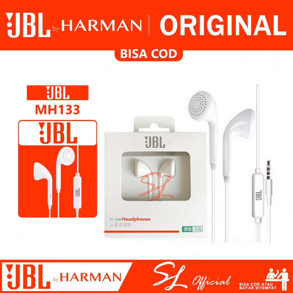 HEADSET JBL ORIGINAL 99% + MIC / EARPHONE JBL ORI MH133