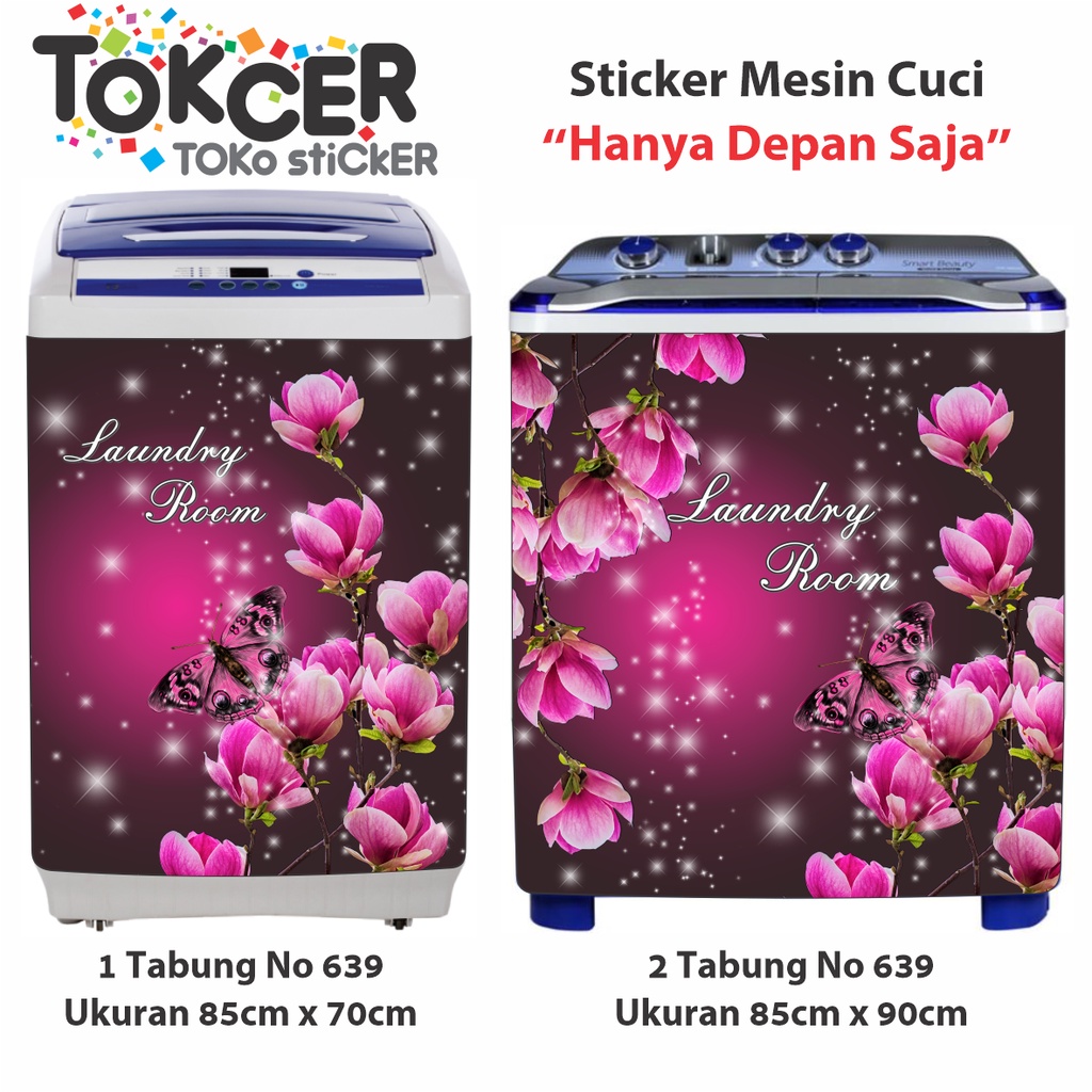 Stiker Mesin Cuci 1 dan 2 Tabung Kupu-Kupu Bintang PINK