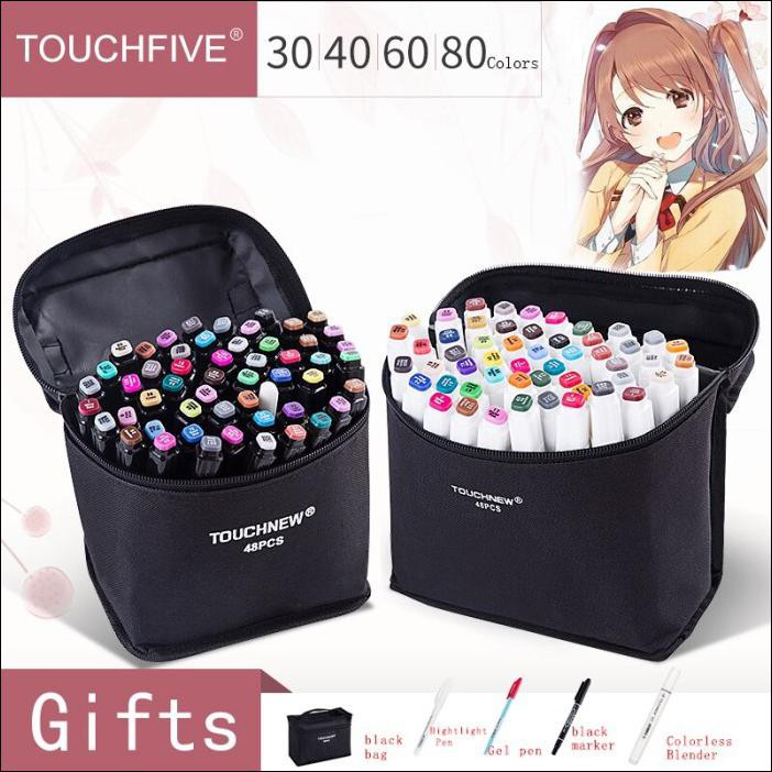 

TOUCHFIVE 40 COLORS TWIN MARKER / SPIDOL GAMBAR SKETSA COPIC BRUSH PEN - HITAM