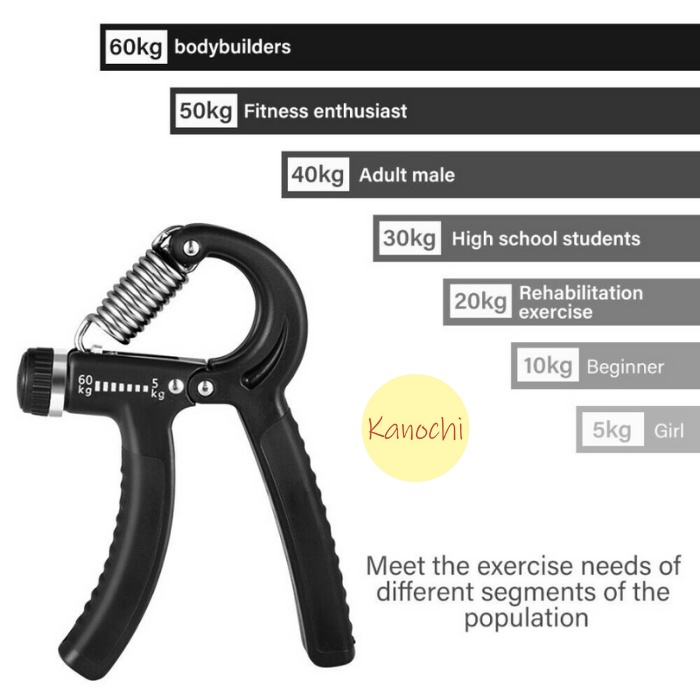 Adjustable Handgrip Hand Grip Alat Fitness Olahraga Otot Tangan 5-60kg