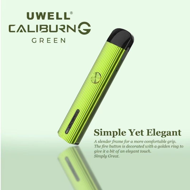 UWELL CALIBURN G POD KIT Uwell Caliburn G System Vape Kit Caliburn G Occ Coils 0.8ohm With Caliburn G Pod Cartridge 2ML-GREEN