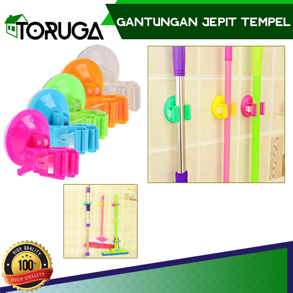 Gantugan Penjepit Sapu Pel Tempel Tanpa Paku Shower Head Suction Multifungsi