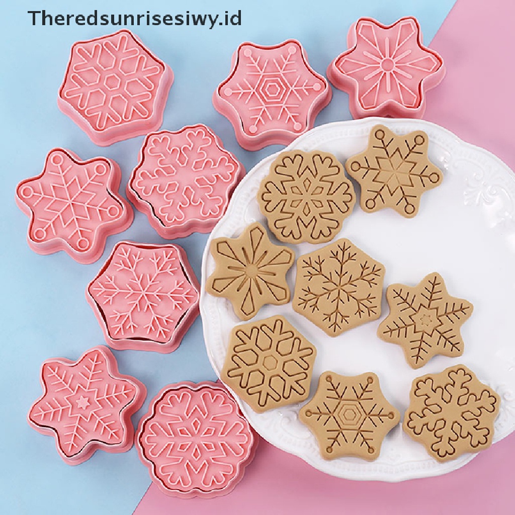 # Alat Rumah Tangga # 8pcs Cetakan Pemotong Kue / Biskuit / Fondant Bentuk Snowflake Bahan Plastik