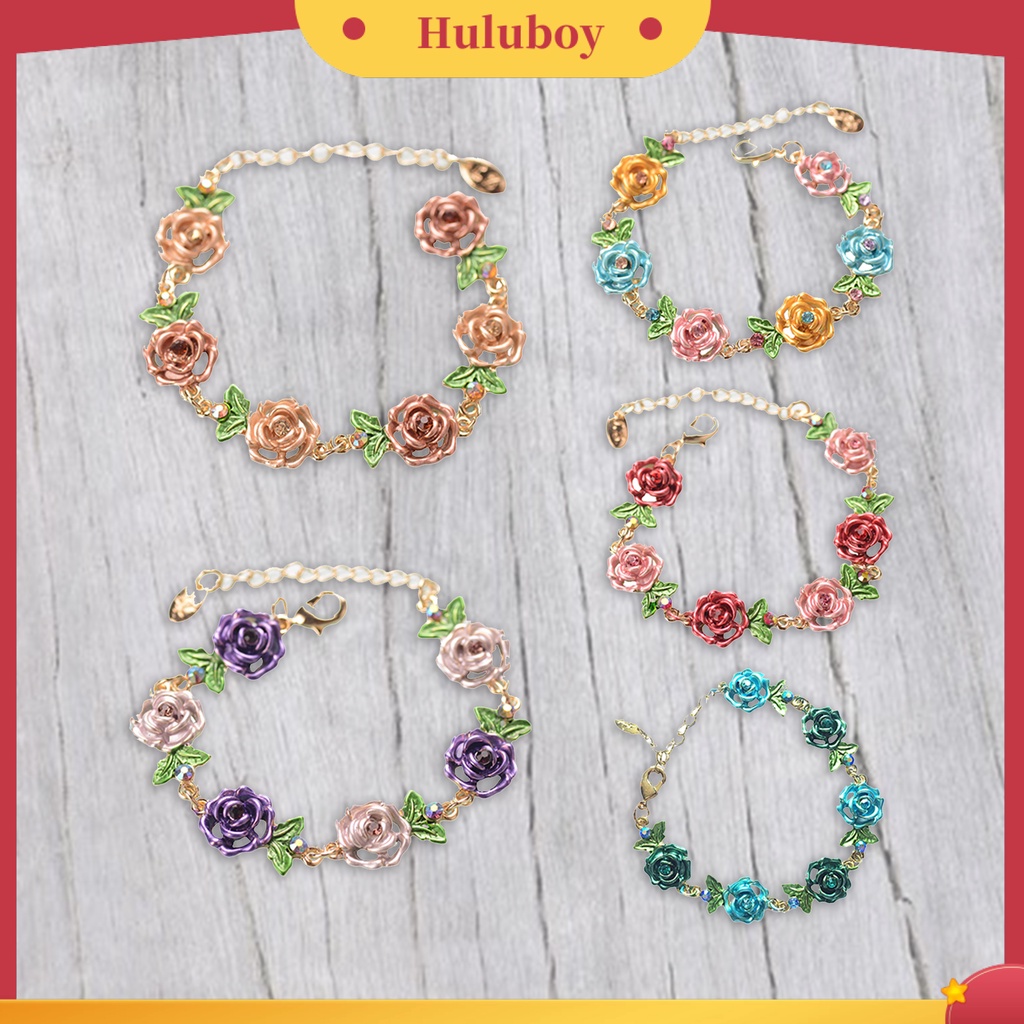 Hu Hu Hu Hu Hu Alat Bantu Pasang Kacamata♡ Gelang Rantai Desain Bunga Aksen Berlian Imitasi Untuk Pesta