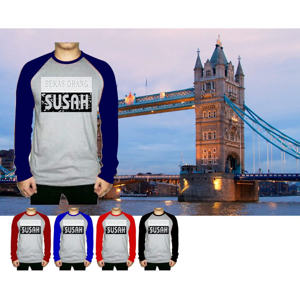 kaos oblong LENGAN PANJANG PRIA BEKAS ORANG SUSAH  /  BAJU COWOK  LENGAN PANJANG KATAKATA