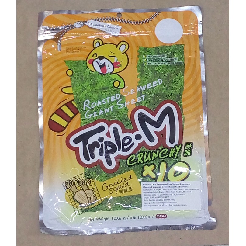 

TRIPLE M SEAWEED RUMPUT LAUT RASA GRILLED SQUID 10S x 6GR