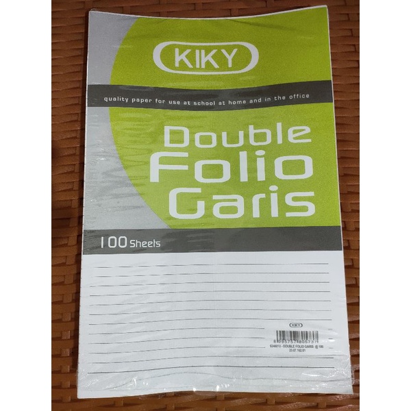 

kertas doble folio bergaris Kiky 100 = perpak